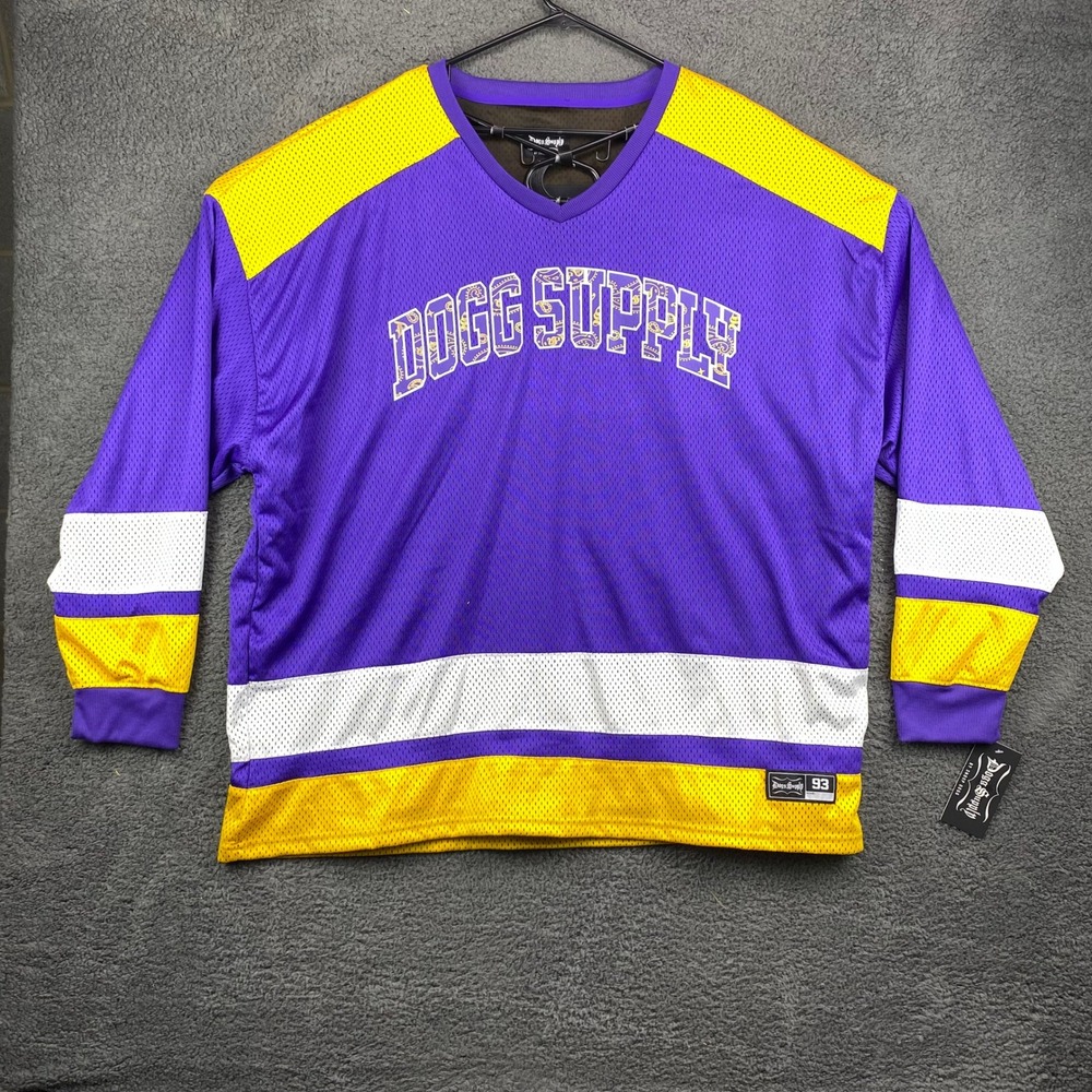 Dogg Supply by Snoop Dogg Mens 3XL Purple Gold Hockey Jersey Mesh‎ Shirt